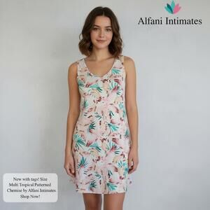 Alfani Intimates Multi Tropical Patterned Chemise Dress